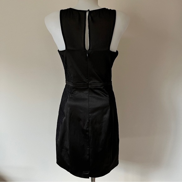 Guess Sweetheart Satin Black Cocktail Dress Eyelash Lace Overlay Evening Sz 4 - Picture 2 of 16